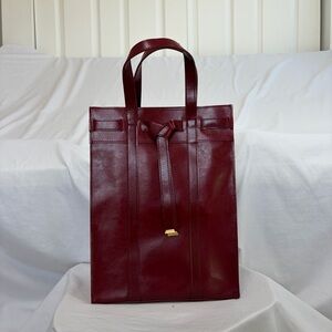 New Y2K 90s Maroon Red Estes Lauder Tote Vegan Faux Leather Tote Bag Purse